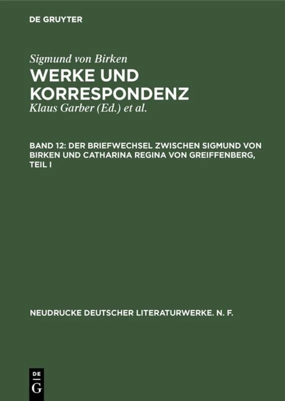 De Gruyter - Der Briefwechsel Zwischen Sigmund Von Birken