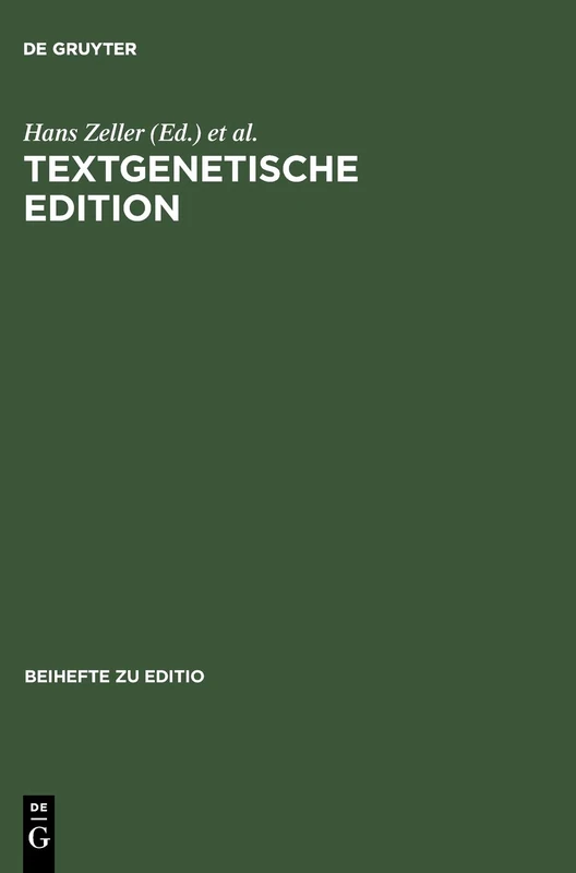 Textgenetische Edition: 10 (Editio / Beihefte)