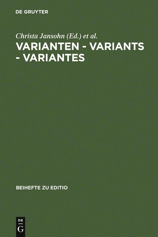 De Gruyter Varianten - Variants - Variantes: 22 (Editio)