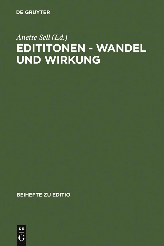 De Gruyter - Wandel und Wirkung: 25 (Editio / Beihefte) Book