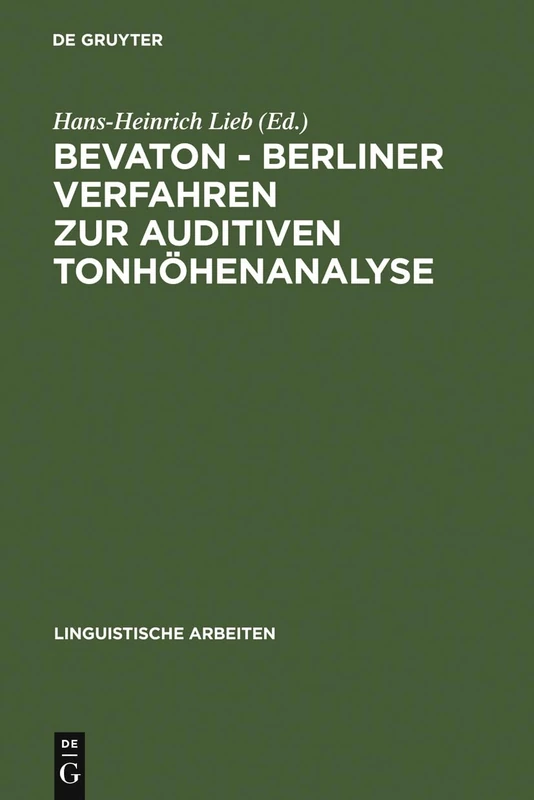 BEVATON - Berliner Verfahren zur auditiven Tonhöhenanalyse: 205 (Linguistische Arbeiten) - Image 1