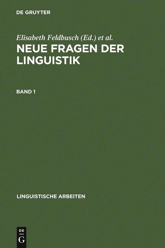 De Gruyter Neue Fragen der Linguistik - Bd. 1: Bestand Und Entwicklung - Image 1