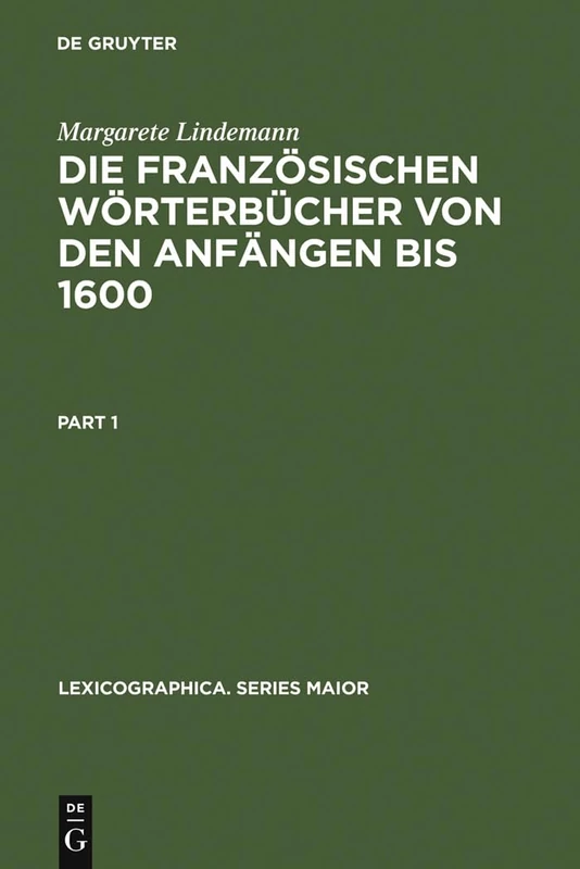 De Gruyter Die Franzosischen Worterbucher - Lexicographica 54