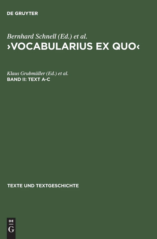 >Vocabularius Ex quo: 23 (Texte Und Textgeschichte)
