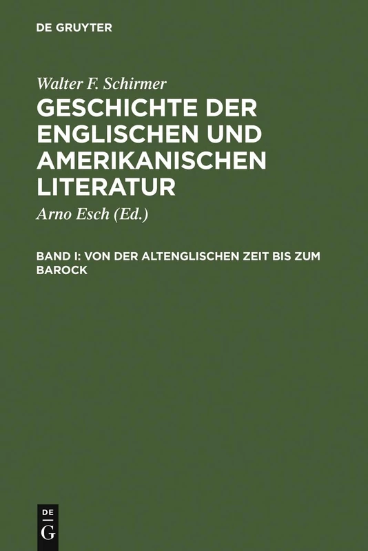 De Gruyter - Von der altenglischen Zeit bis zum Barock