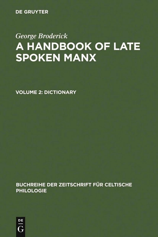 Dictionary (Buchreihe der Zeitschrift fur Celtische Philologie)