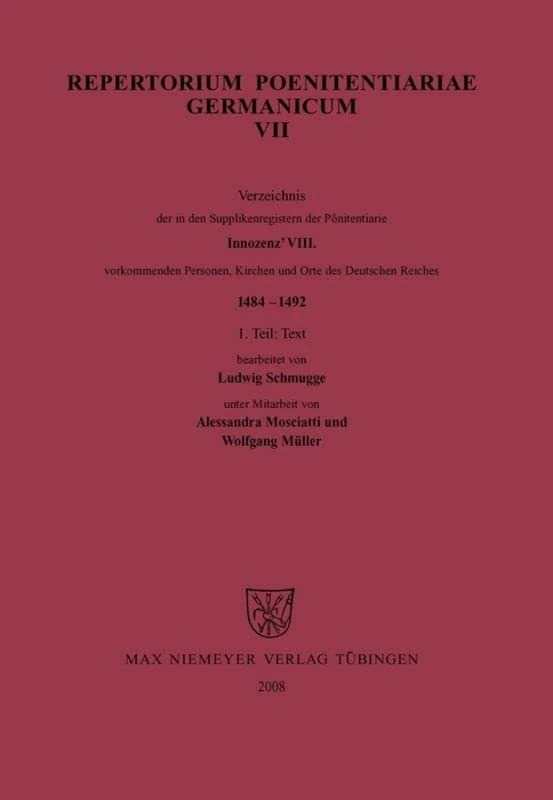 De Gruyter Innozenz VIII. (1484-1492): 7 Repertorium Poenitentiariae