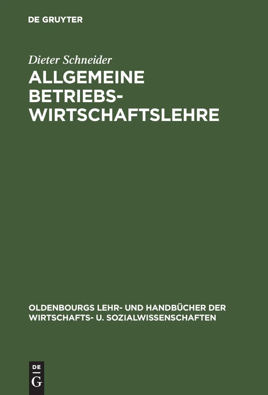 De Gruyter Oldenbourg - Allgemeine Betriebswirtschaftslehre