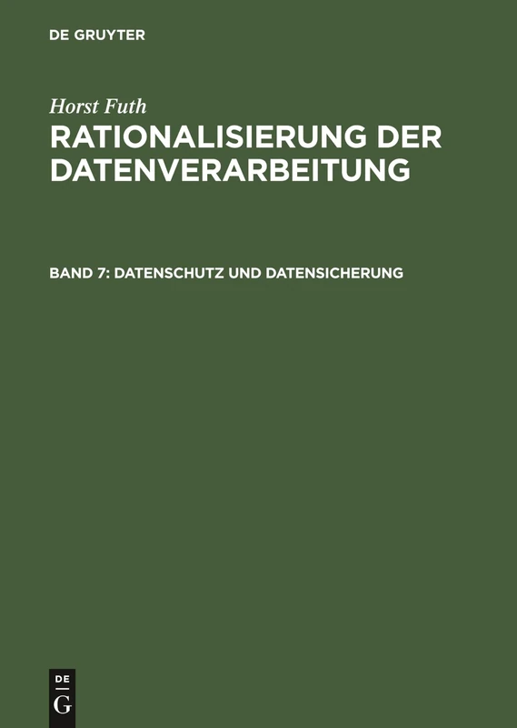 Datenschutz Und Datensicherung: Begriffe, Bundes-Datenschutzgesetz, Risiken, Massnahmen, Kosten, Überwachung, Realisierung