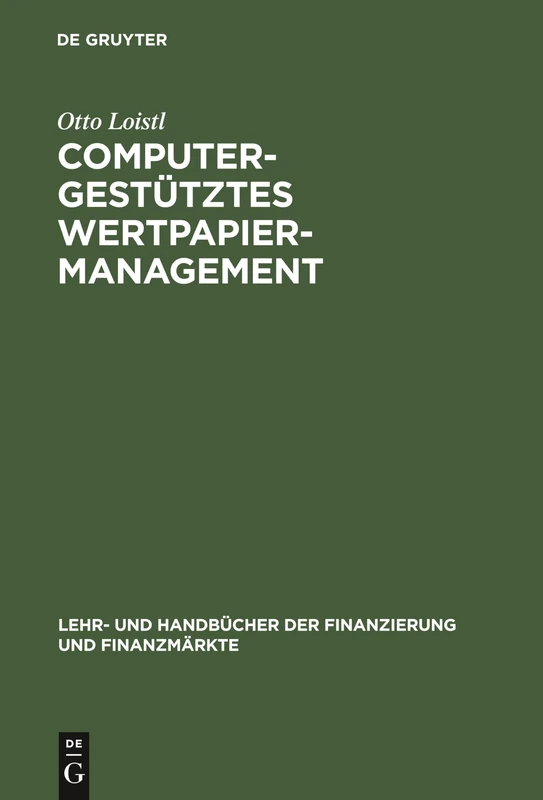 De Gruyter Oldenbourg - Computergestutztes Wertpapiermanagement