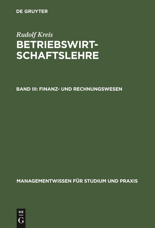De Gruyter Oldenbourg Betriebswirtschaftslehre: Finanz- Und Rechnungswesen