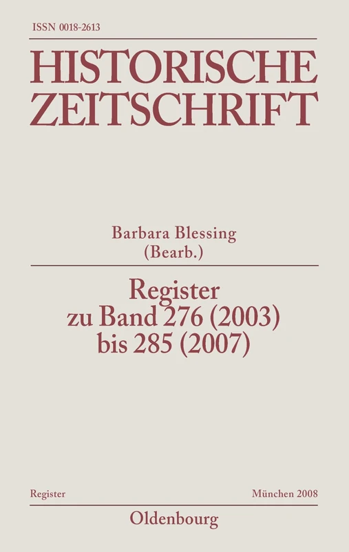 Register zu Band 276 (2003) bis 285 (2007) - Image 1