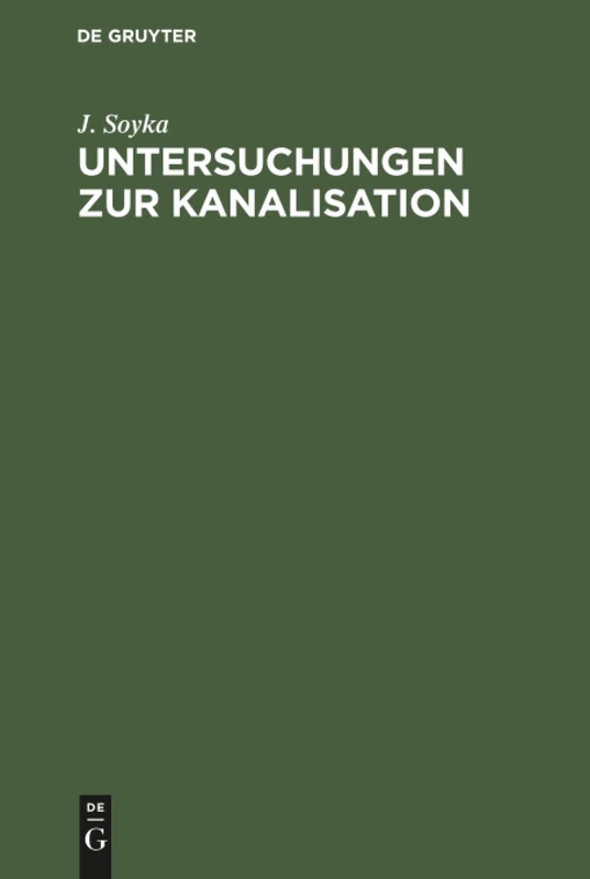 Untersuchungen zur Kanalisation - De Gruyter Oldenbourg Book
