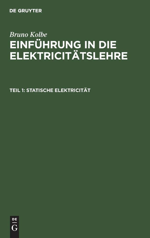 De Gruyter Oldenbourg - Statische Elektricitet Book