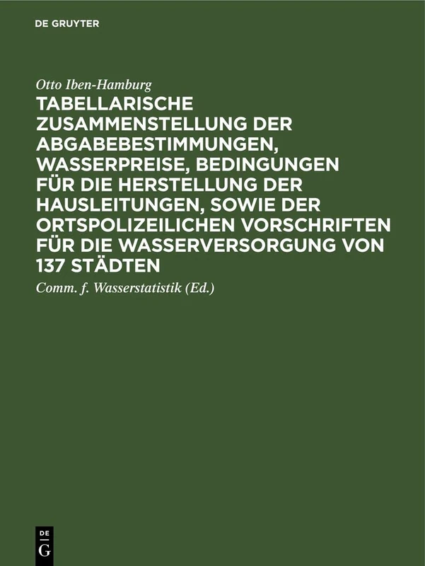 De Gruyter Oldenbourg - Water Supply Regulations Book