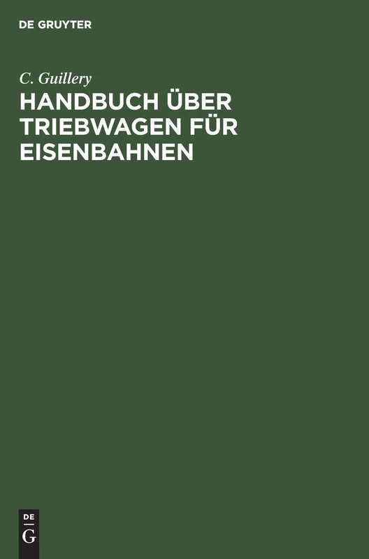 Handbuch Uber Triebwagen Fur Eisenbahnen - De Gruyter Oldenbourg