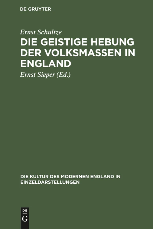 De Gruyter Oldenbourg - Die geistige Hebung der Volksmassen