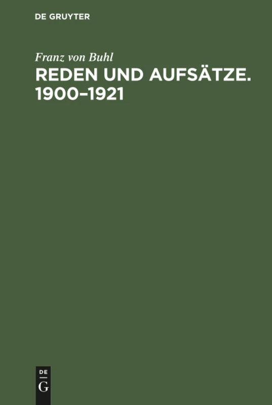 Reden und Aufsätze. 1900-1921: Nach Seinem Tode Gesammelt - Image 1