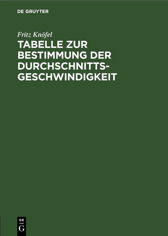 Tabelle Zur Bestimmung Der Durchschnittsgeschwindigkeit - Image 1