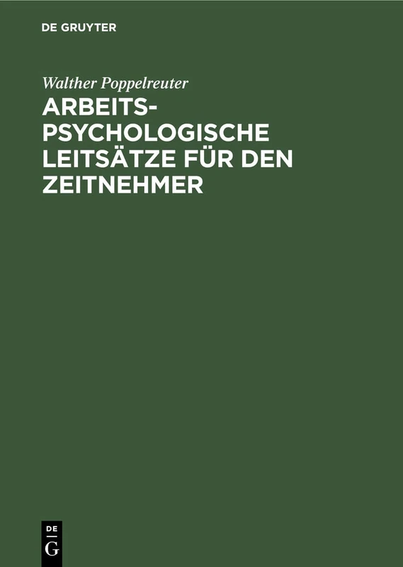 Arbeitspsychologische Leitsätze Für Den Zeitnehmer