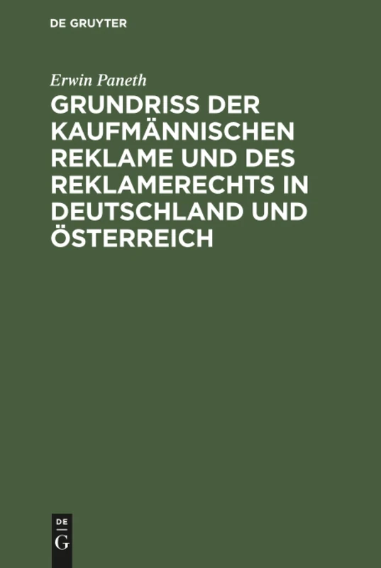 Grundriss der kaufmännischen Reklame und des Reklamerechts in Deutschland und Österreich - Image 1
