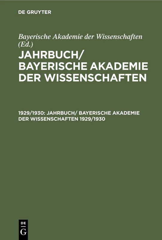 Jahrbuch/ Bayerische Akademie der Wissenschaften