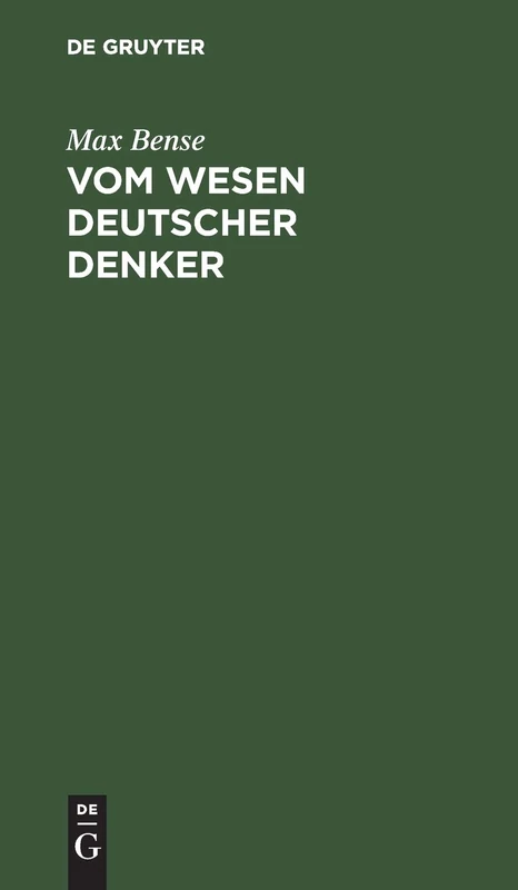De Gruyter Oldenbourg - Vom Wesen Deutscher Denker Book