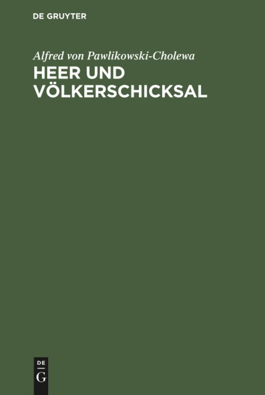 De Gruyter Oldenbourg - Heer und Volkerschicksal Book
