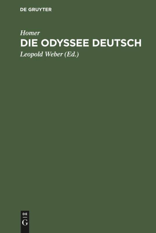 De Gruyter Oldenbourg - Die Odyssee Deutsch Book