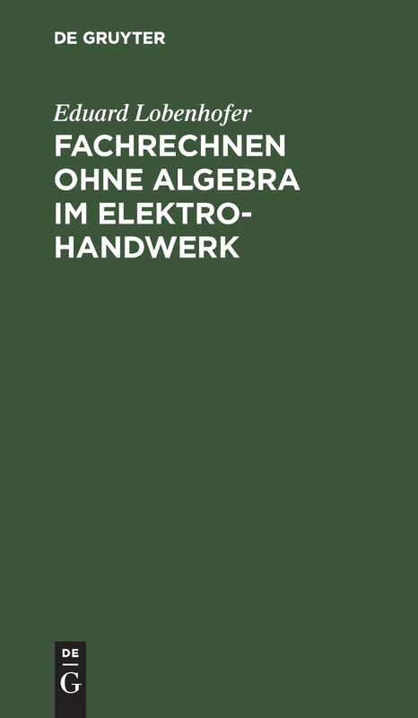Fachrechnen Ohne Algebra Im Elektrohandwerk