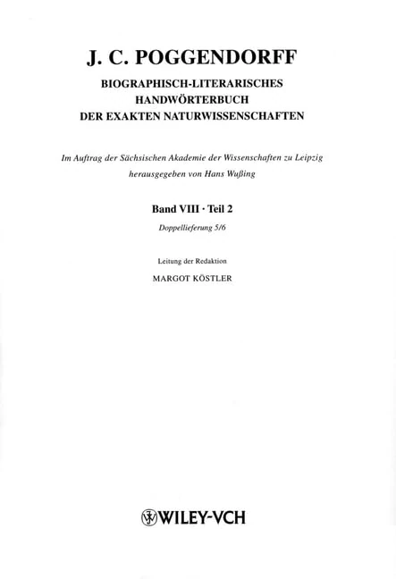 Biographisch–literarisches Handworterbuch der exakten Naturwissenschaften: Band VIII, Teil 2, Doppellieferung 5/6 - Image 1