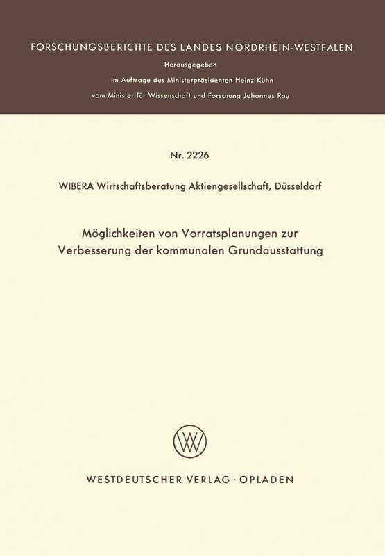 Möglichkeiten von Vorratsplanungen zur Verbesserung der kommunalen Grundausstattung (Forschungsberichte des Landes Nordrhein-Westfalen) - Image 1
