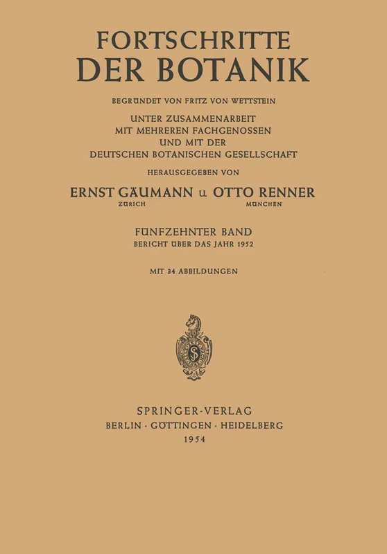 Bericht Über das Jahr 1952: 15 (Progress in Botany, 15)