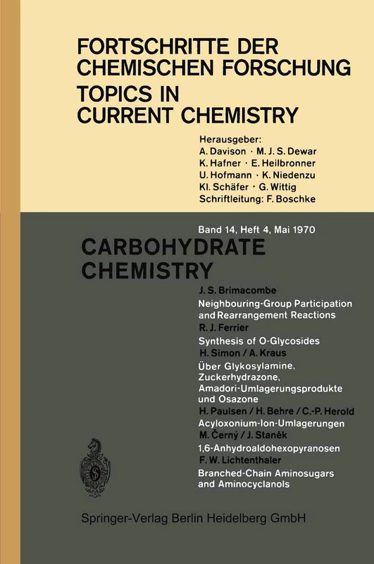 Carbohydrate Chemistry: 14/4 (Topics in Current Chemistry, 14/4)