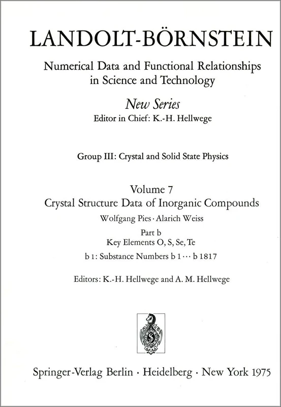 Key Element: O / Schlüsselelement: O: 7b1 (Landolt-Börnstein: Numerical Data and Functional Relationships in Science and Technology - New Series, 7b1)