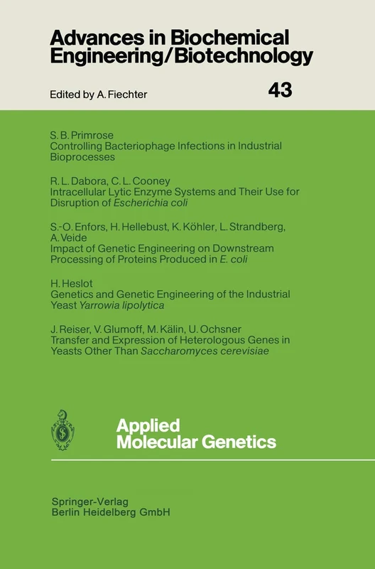 Applied Molecular Genetics: 43 (Advances in Biochemical Engineering/Biotechnology, 43) - Image 1
