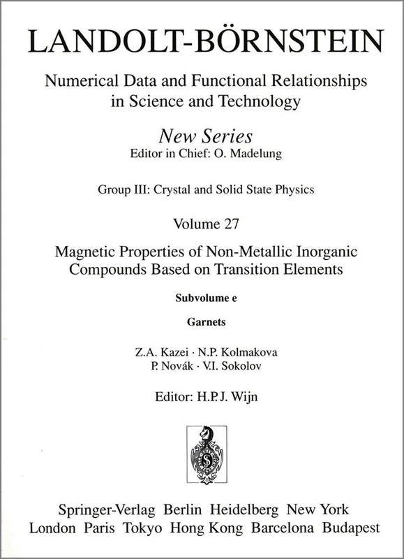 Landolt-Bornstein: Group III Crystal and Solid State Physics: 27E (Landolt-Börnstein: Numerical Data and Functional Relationships in Science and Technology - New Series, 27E)