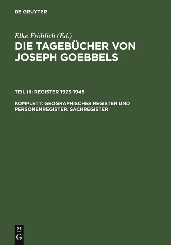 Geographisches Register Und Personenregister. Sachregister