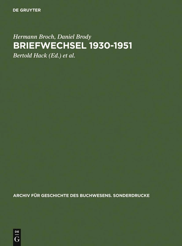 De Gruyter Saur Briefwechsel 1930-1951 - History Book
