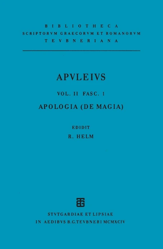 Opera Quae Supersunt, vol. II, fasc. I: Pro Se De Magia Liber (Apologia) (Bibliotheca scriptorum Graecorum et Romanorum Teubneriana) - Image 1