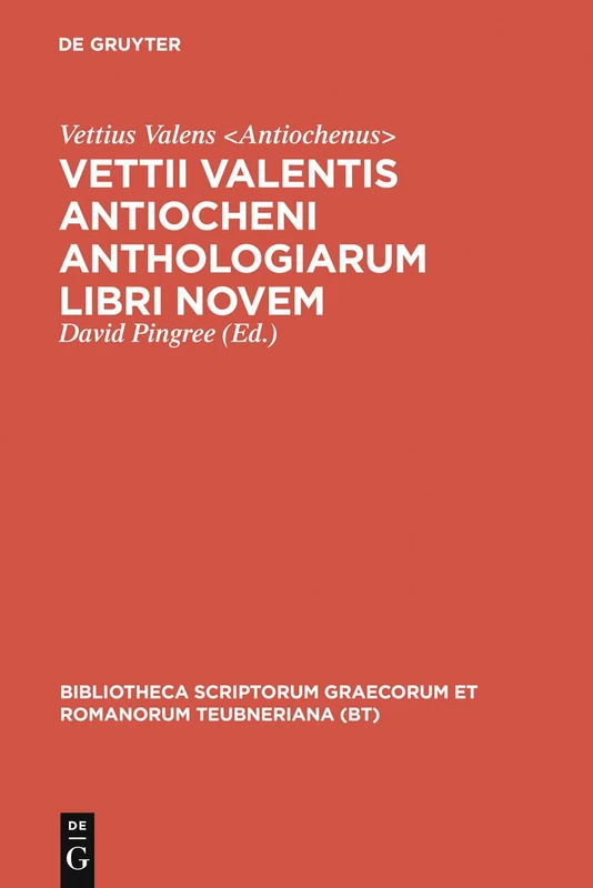 Anthologiarum Libri Novem (Bibliotheca scriptorum Graecorum et Romanorum Teubneriana)
