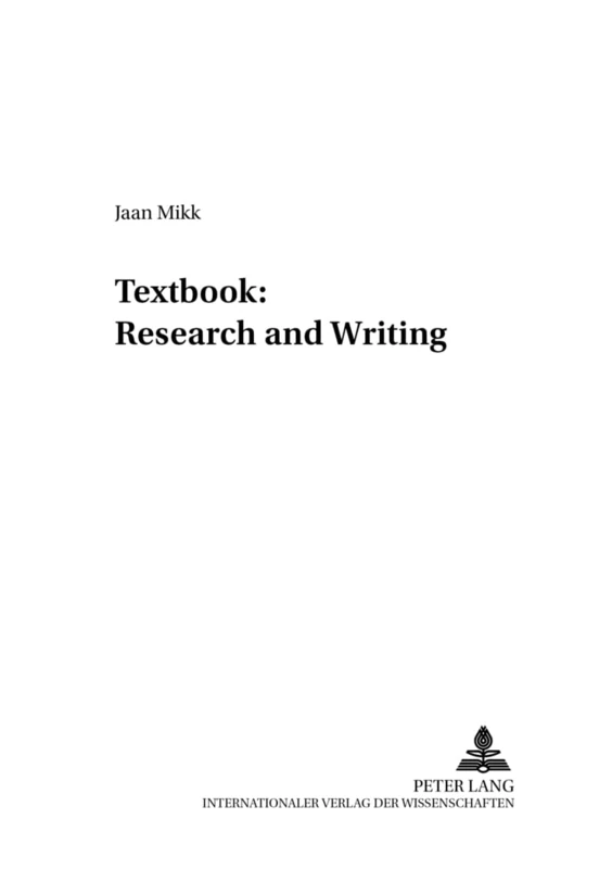 Textbook: Research and Writing: 3 (Baltische Studien zur Erziehungs- Und Sozialwissenschaft)