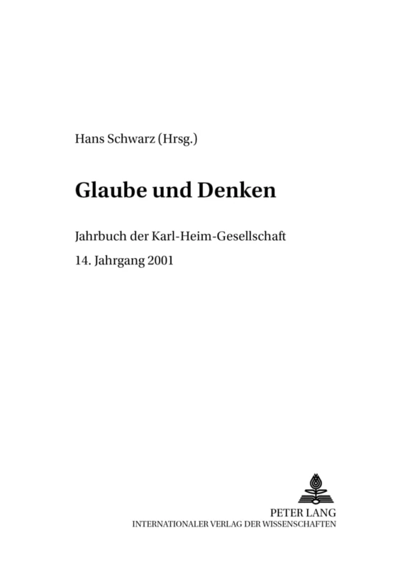 Glaube Und Denken: Jahrbuch Der Karl-Heim-Gesellschaft- 14. Jahrgang 2001 - Image 1