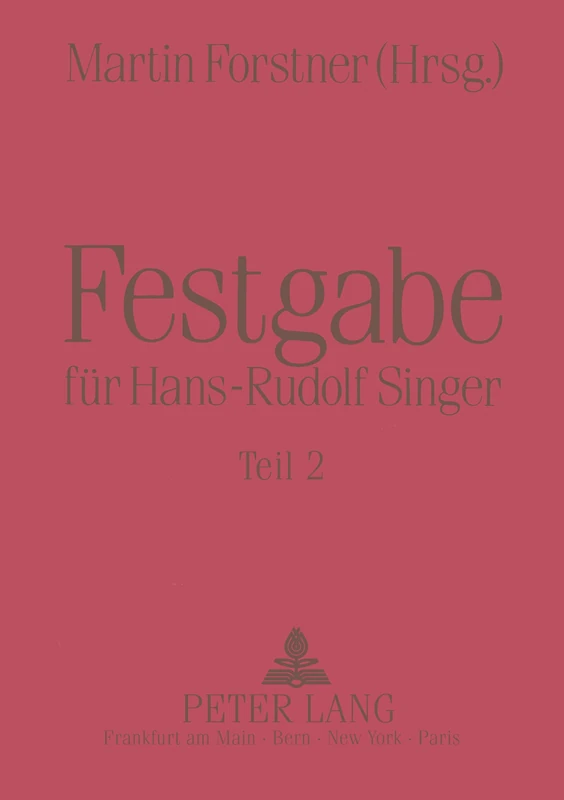 Festgabe Fuer Hans-Rudolf Singer - Peter Lang Publications - Image 1