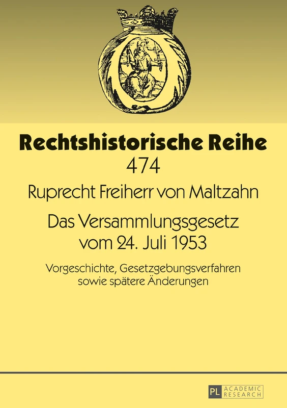 Das Versammlungsgesetz Vom 24. Juli 1953: Vorgeschichte, Gesetzgebungsverfahren Sowie Spaetere Aenderungen: 474 (Rechtshistorische Reihe)
