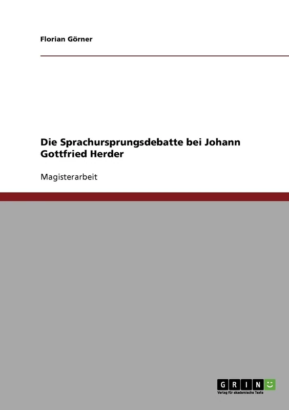Die Sprachursprungsdebatte bei Johann Gottfried Herder