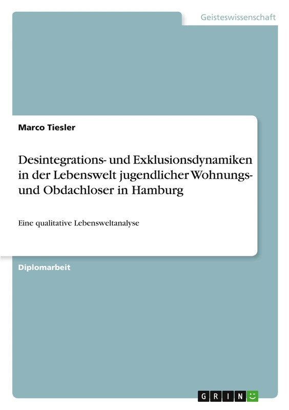 Desintegrations- und Exklusionsdynamiken in der Lebenswelt jugendlicher Wohnungs- und Obdachloser in Hamburg: Eine qualitative Lebensweltanalyse