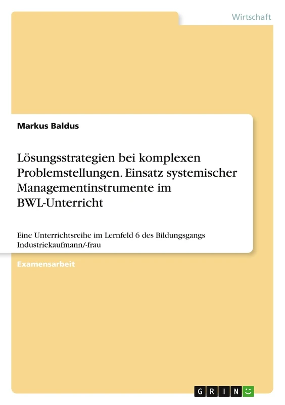 Lösungsstrategien bei komplexen Problemstellungen. Einsatz systemischer Managementinstrumente im BWL-Unterricht: Eine Unterrichtsreihe im Lernfeld 6 des Bildungsgangs Industriekaufmann/-frau