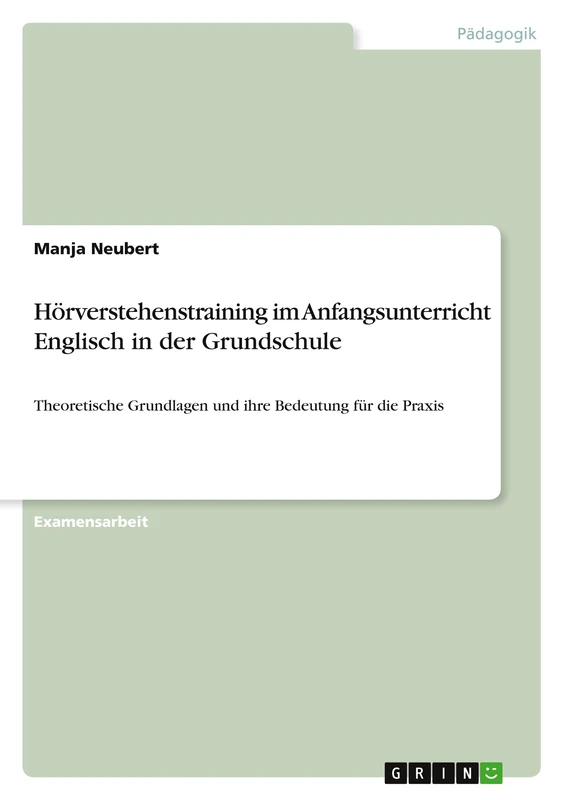 Hörverstehenstraining im Anfangsunterricht Englisch in der Grundschule: Theoretische Grundlagen und ihre Bedeutung für die Praxis