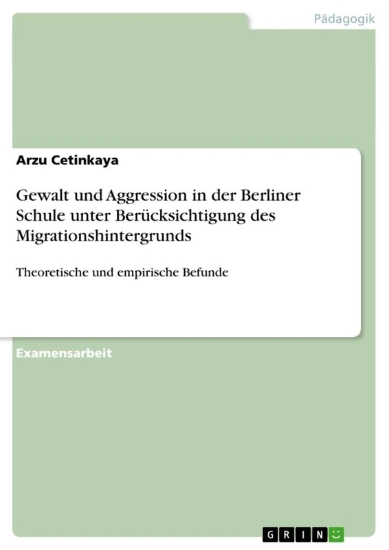Gewalt und Aggression in der Berliner Schule unter Berücksichtigung des Migrationshintergrunds: Theoretische und empirische Befunde